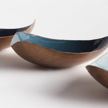 Close up of blue and gold bowl 