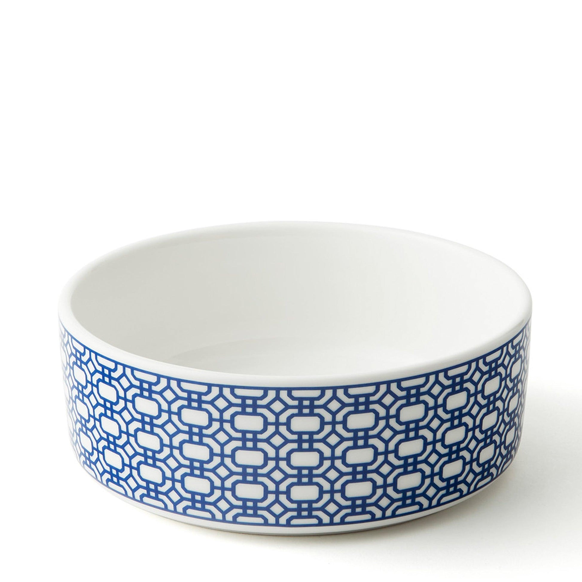 a blue and white bowl on a white background