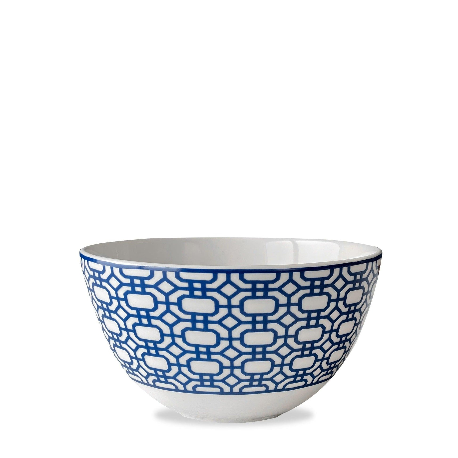 a blue and white bowl on a white background