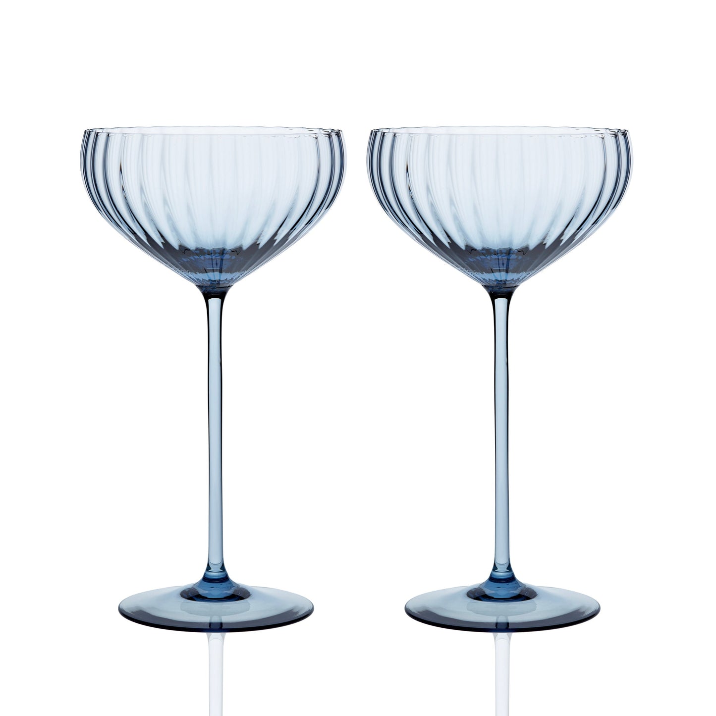 two blue champagne glasses