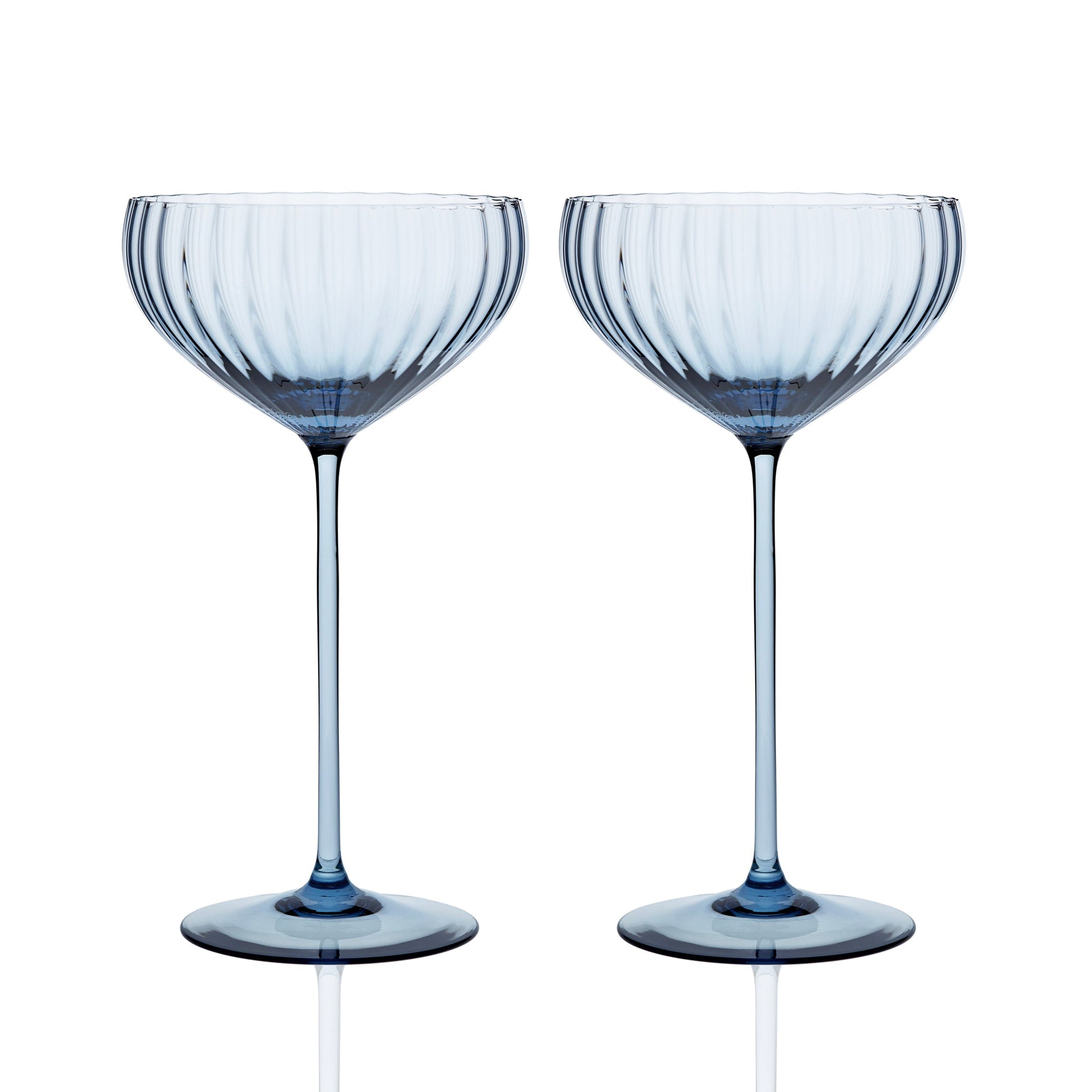 two blue champagne glasses