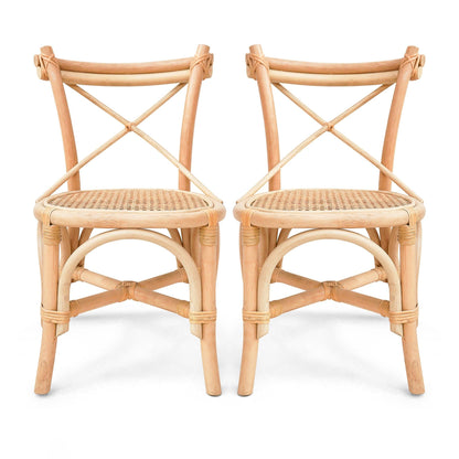 two rattan childrens chairs