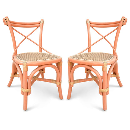 two rattan childrens chairs