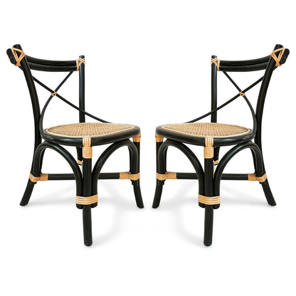 two black rattan childrens chairs