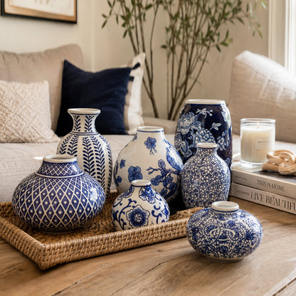 Samira Blue & White Chinoiserie Vases