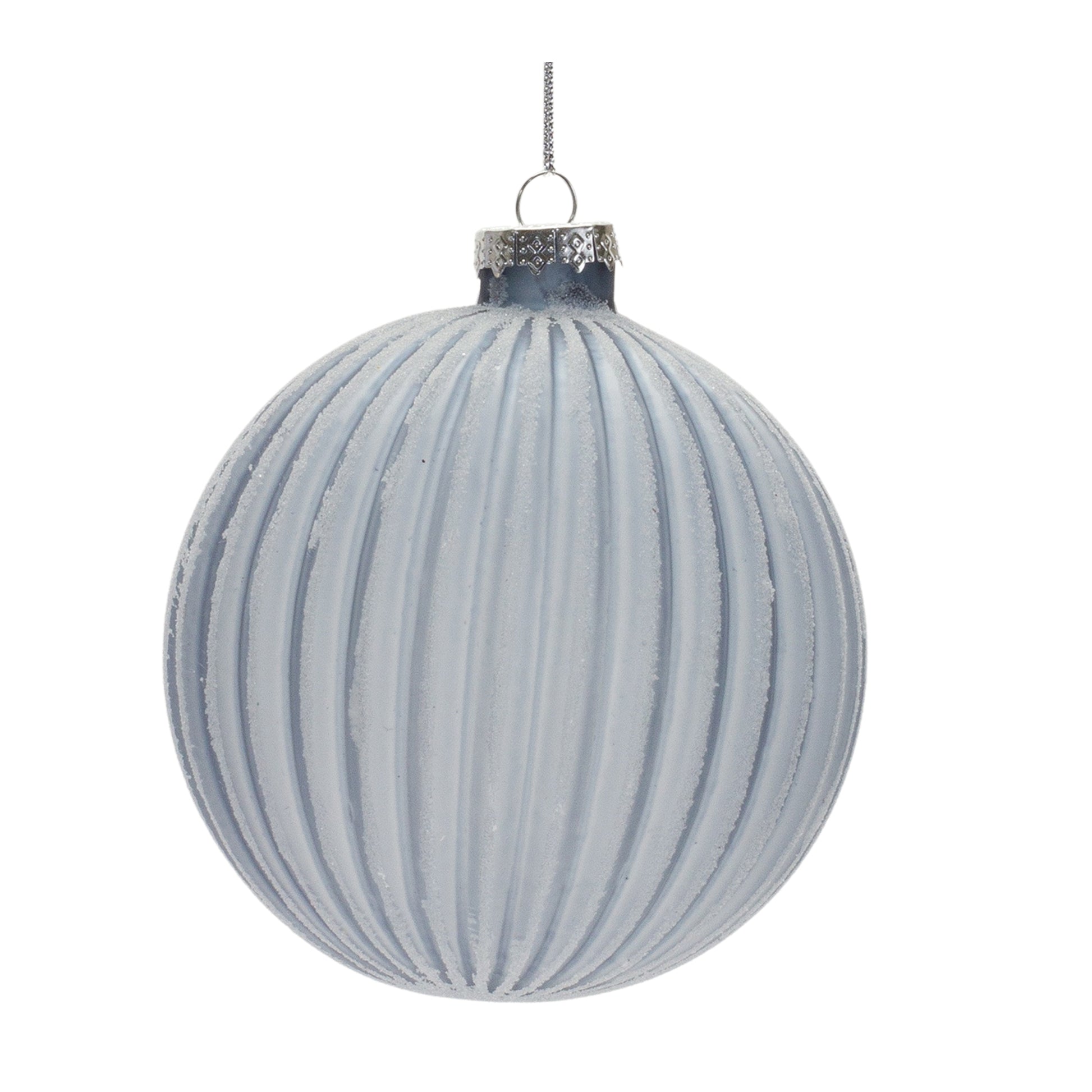 light blue ribbed christmas ball