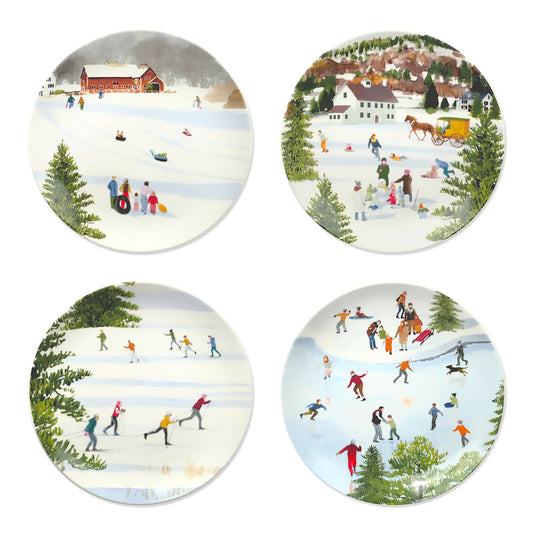 four christmas salad plates