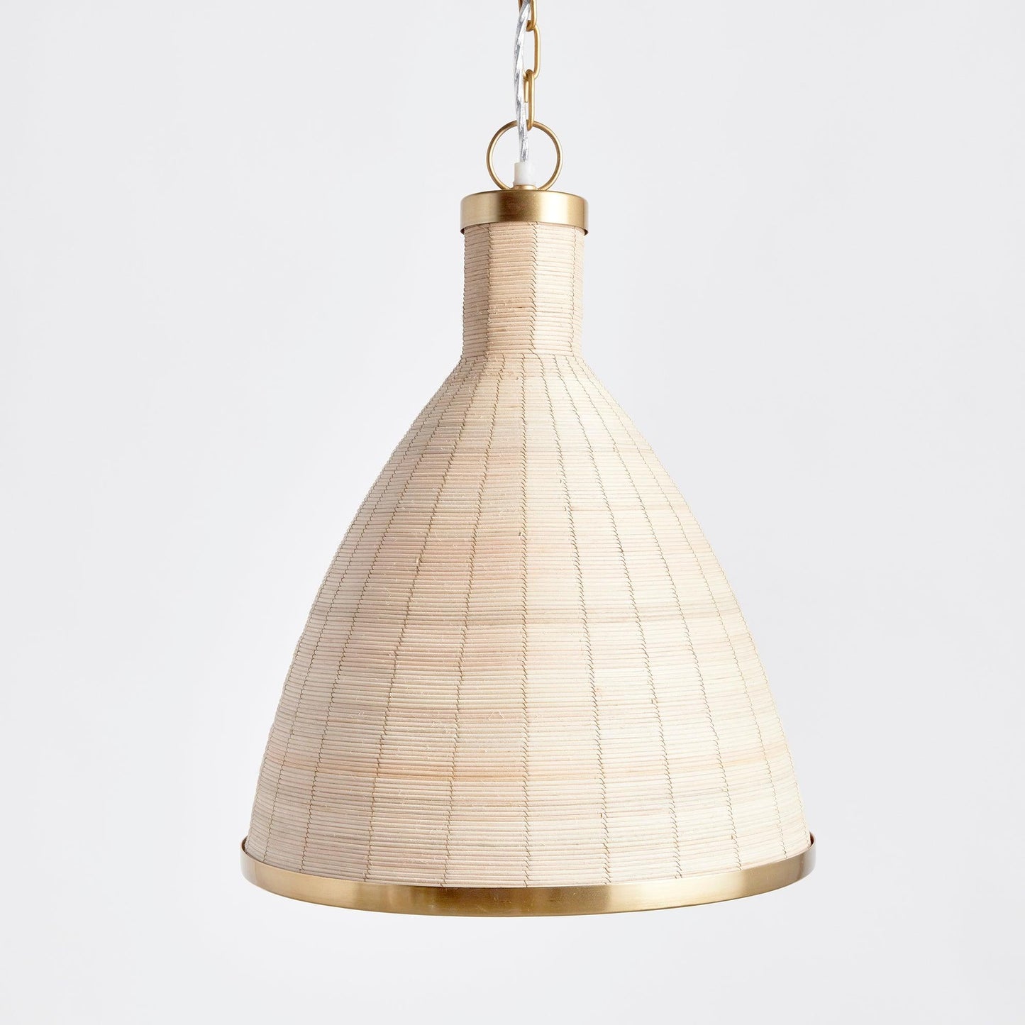 a wooden light fixture hanging from a chain