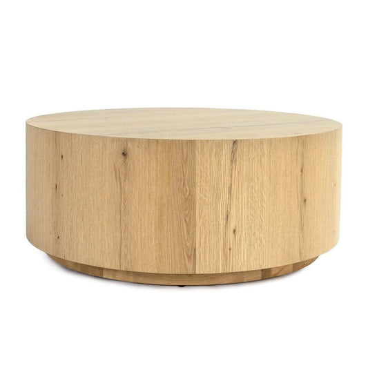 42" Natural Solid Wood Round Coffee Table - Surfside Chic Decor