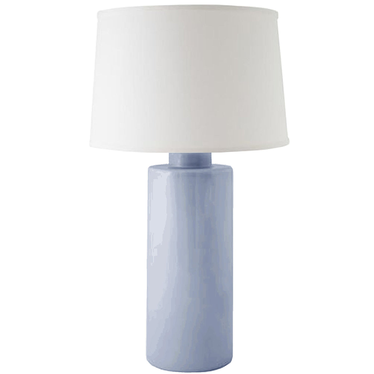 Serenity Blue ceramic column table lamp with harp