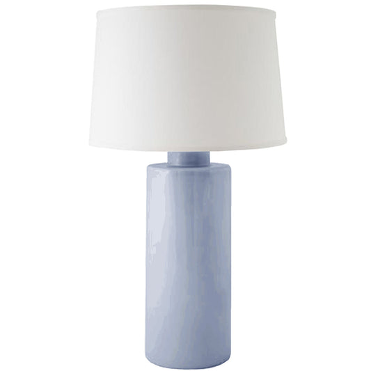 Serenity Blue ceramic column table lamp with harp