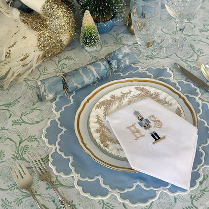 CRESSIDA SCALLOPED BLUE FABRIC PLACEMAT (Set Of 4)