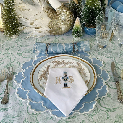 CRESSIDA SCALLOPED BLUE FABRIC PLACEMAT (Set Of 4)