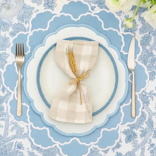 Cressida Scalloped Blue Fabric Placemat