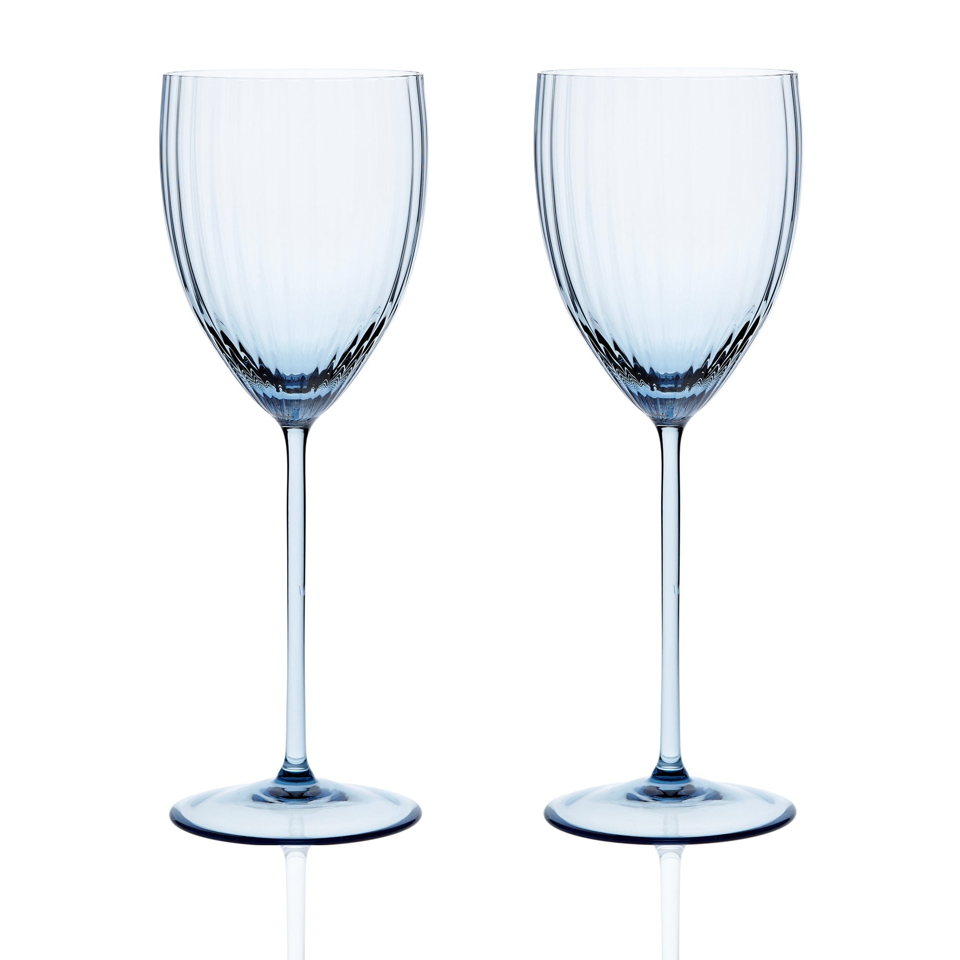 two blue crystal wine glasses