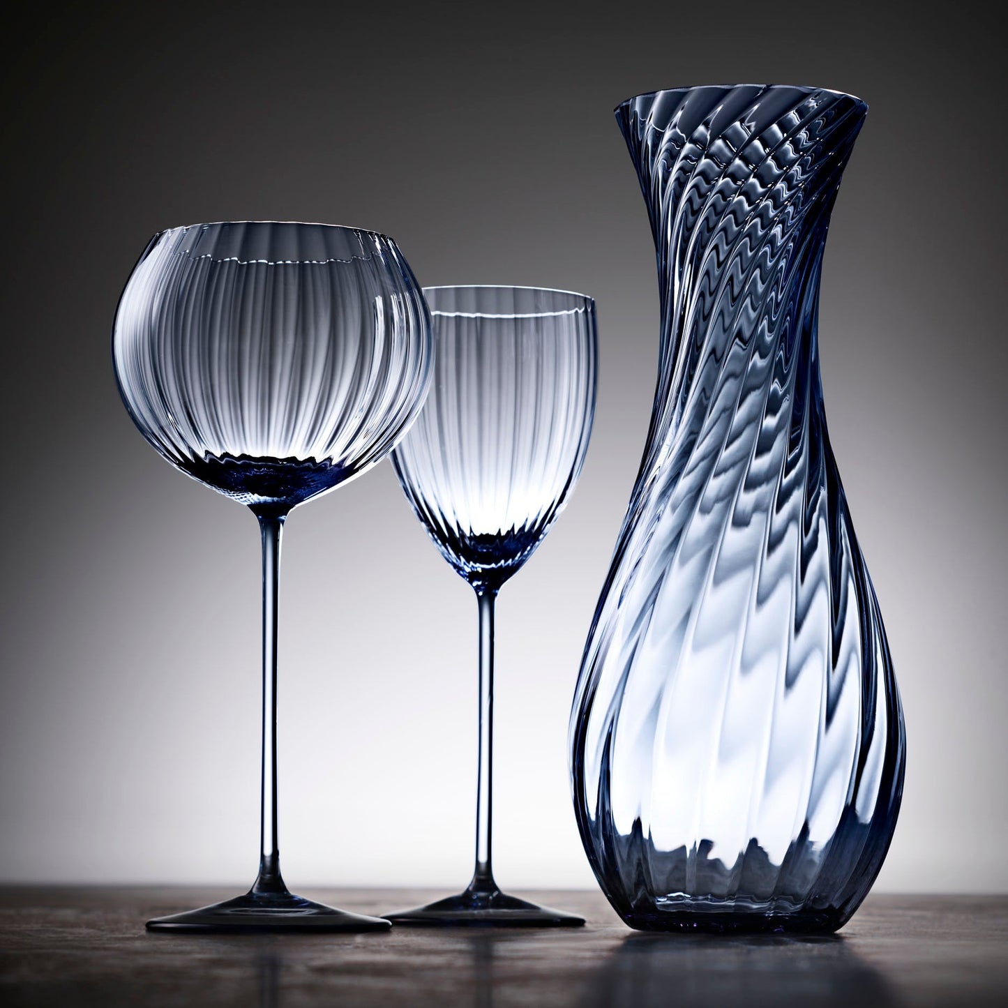 blue crystal glassware