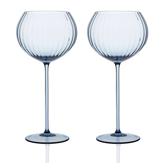 two blue wine glasses