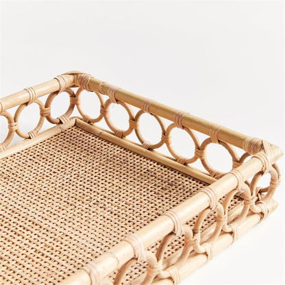a close up of a wicker tray on a white background