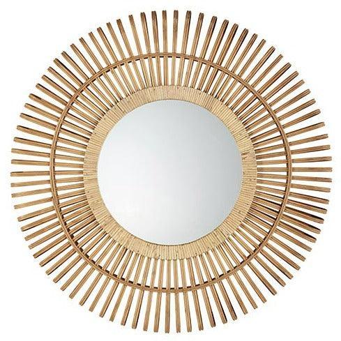 Round bamboo wall mirror 