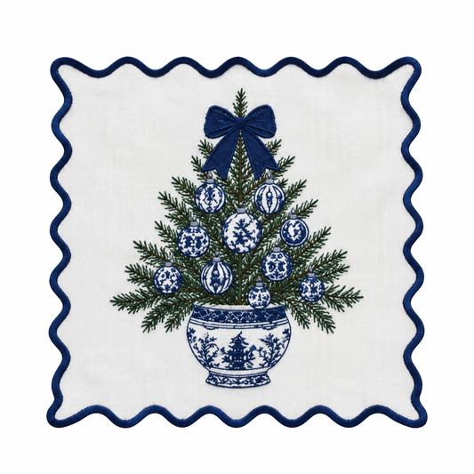 Blue & White Chinoiserie Cocktail Napkins, Set of 4