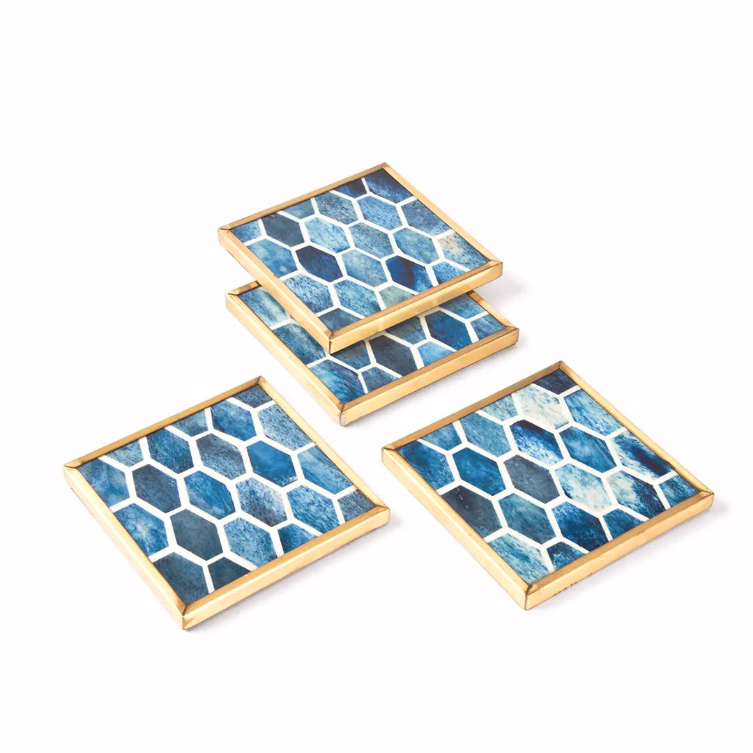 Gramercy Bone Inlay Tray & Coasters Gift Box Set