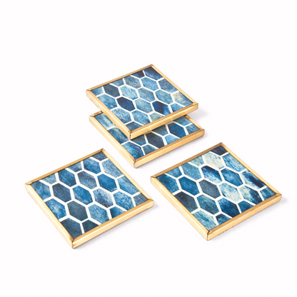 Gramercy Bone Inlay Tray & Coasters Gift Box Set