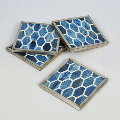 Gramercy Blue Bone Inlay Coasters – Set of 4