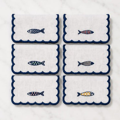 Sardines Cocktail Napkins (Set of 6) with Acrylic Gift Box