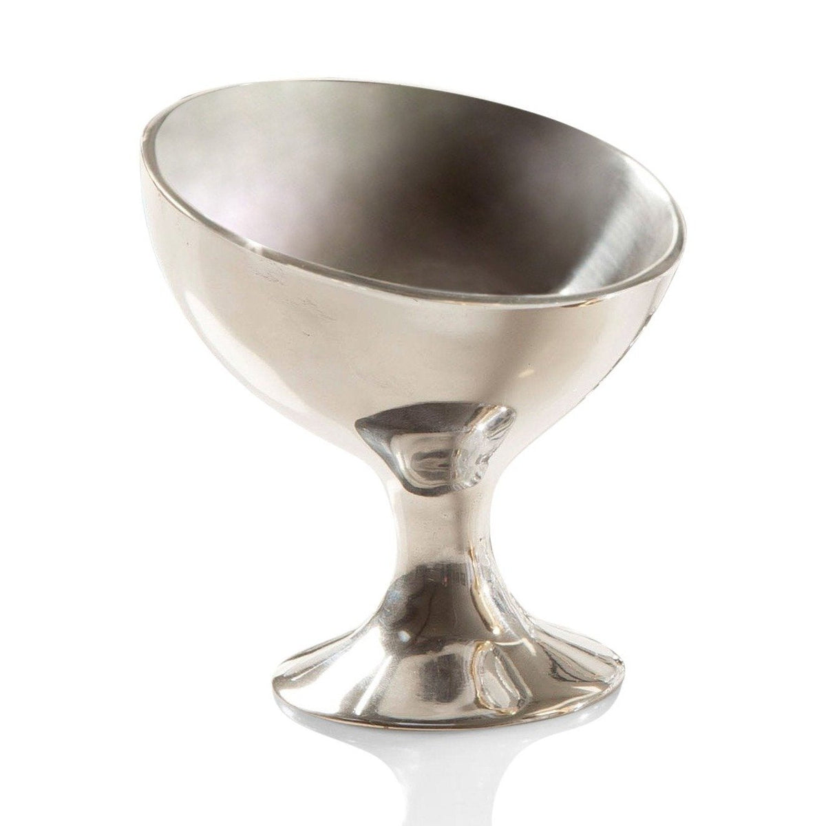 Silver pedestal ice cream and snack bowl