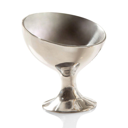 Silver pedestal ice cream and snack bowl