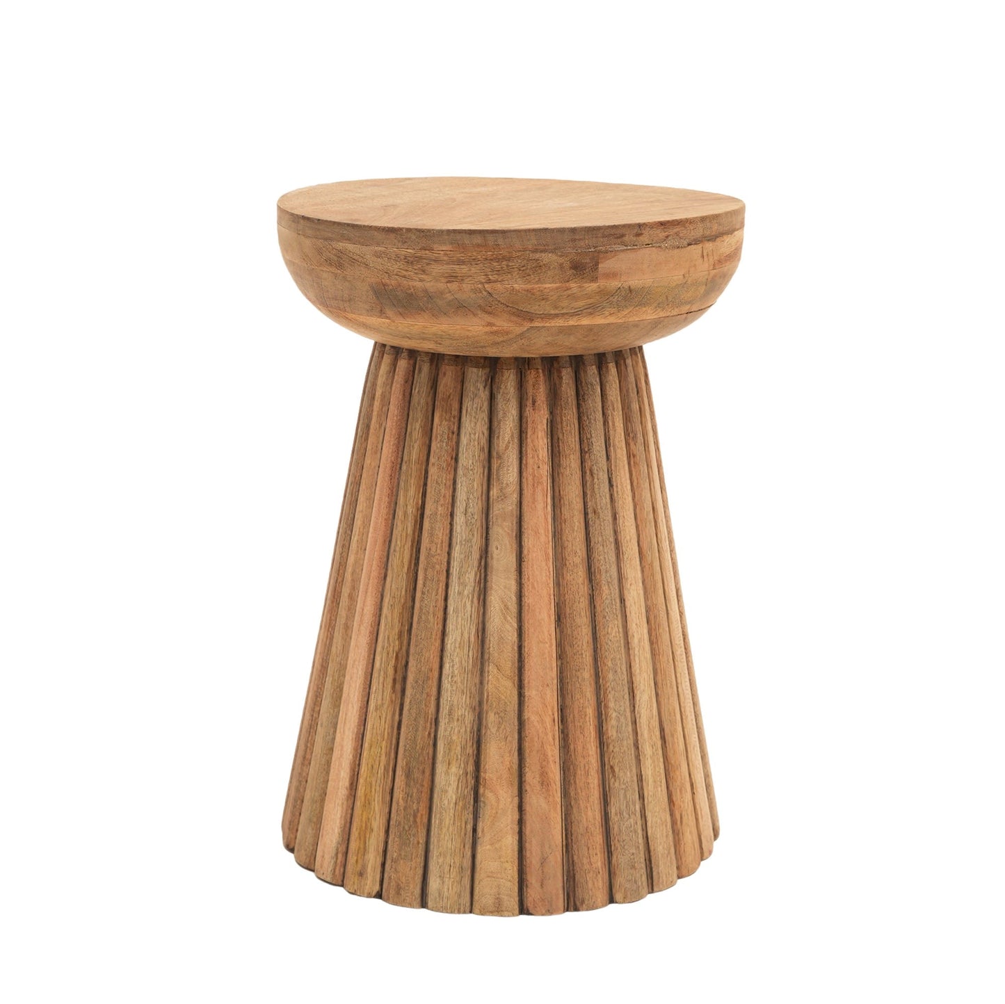 Hand Carved Mango Wood Accent Table, Natural