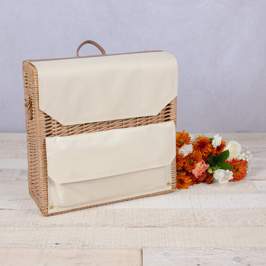 Corsica Grande 3-Bottle Wine & Cheese Basket Backpack - Coastal Picnic Tote, Beach House Entertaining Gift