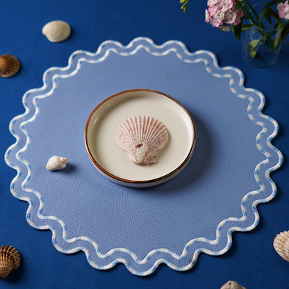 ELYSIAN LIGHT BLUE FAUX LEATHER PLACEMAT (Set Of 4)