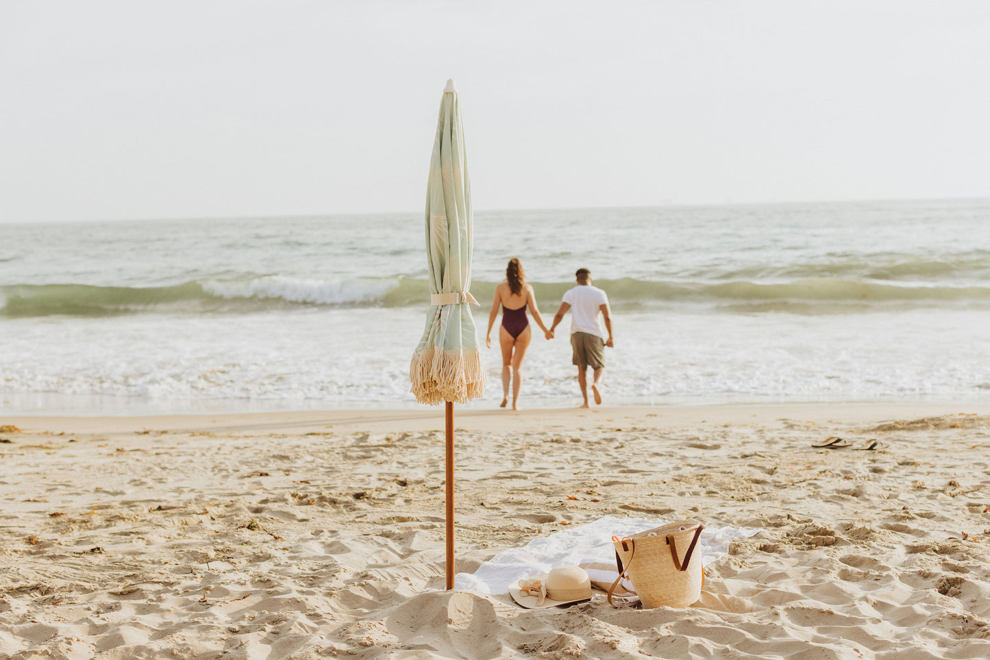 Summerland 6.5 ft. Portable Beach Umbrella - Coastal UV 50+ Sun Shade, Beach House Outdoor Entertaining
