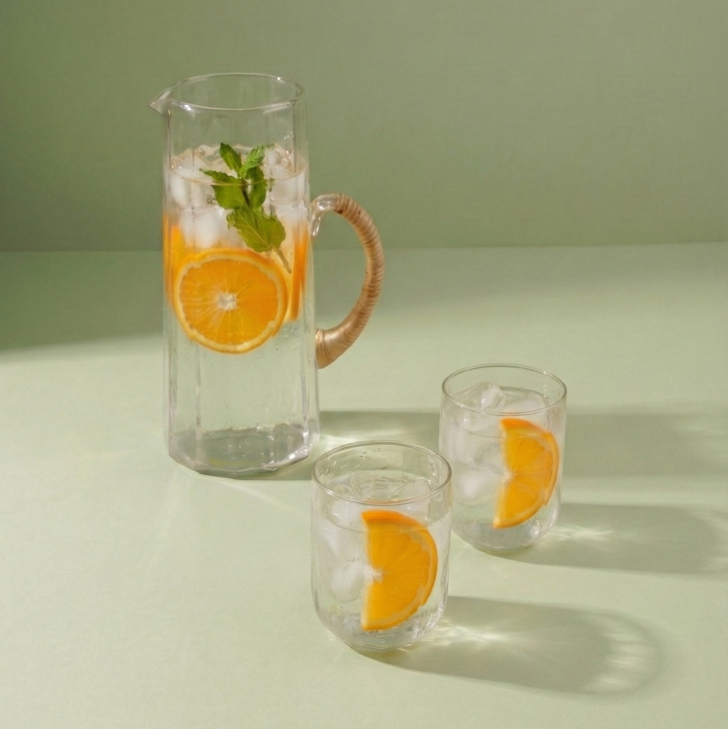 Hammered Glass Water Pitcher, Natural