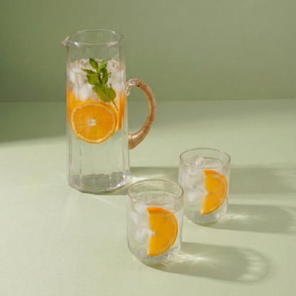 Hammered Glass Water Pitcher, Natural