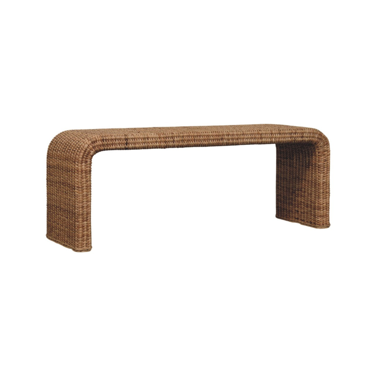 Rattan Weave Bench - Coastal Woven Accent Bench, Beach House Furniture
