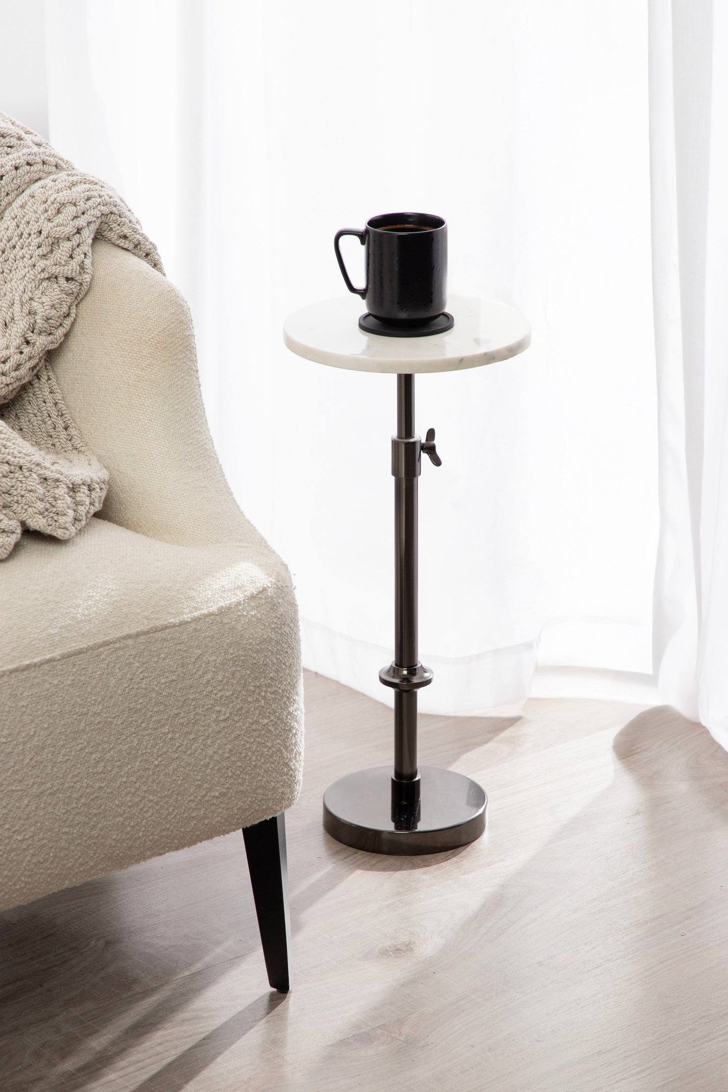 Engles Adjustable Marble Table and Plant Stand
