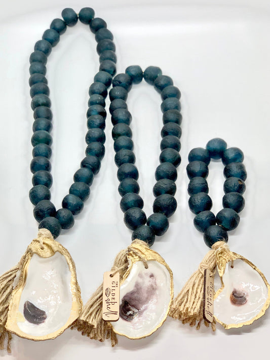 The Closed Coastline Sea Glass Bead Strand - Coastal Handcrafted Home Decor, Beach House Accent