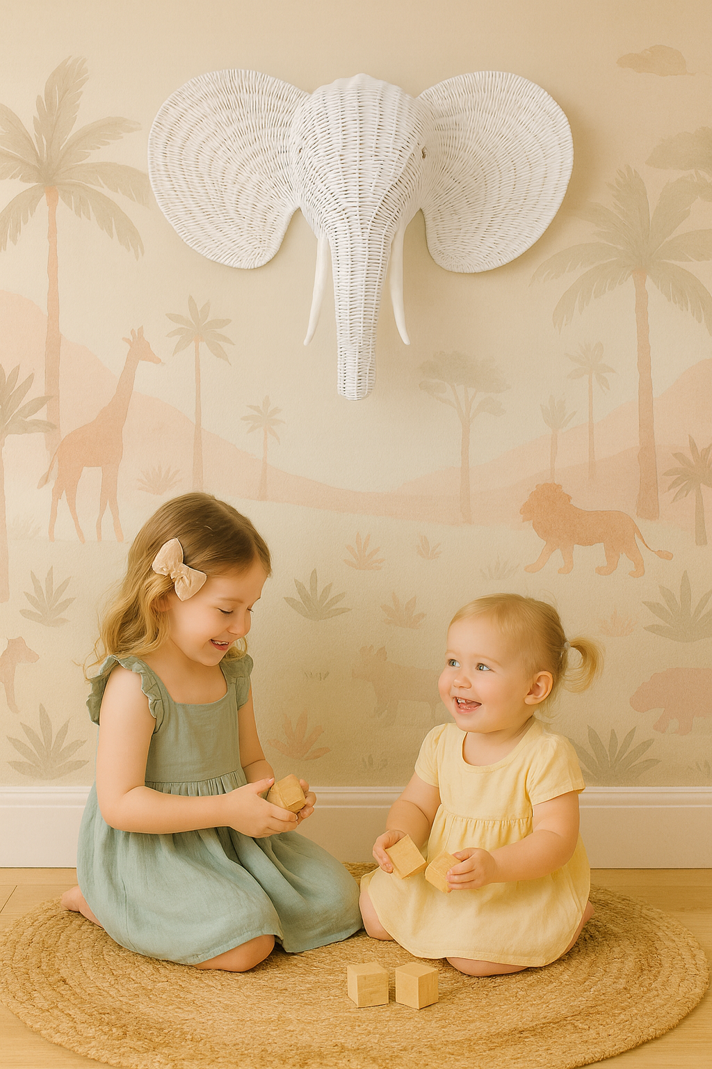Rattan Elephant Wall Decor