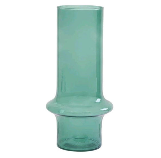 blue glass cylinder vase