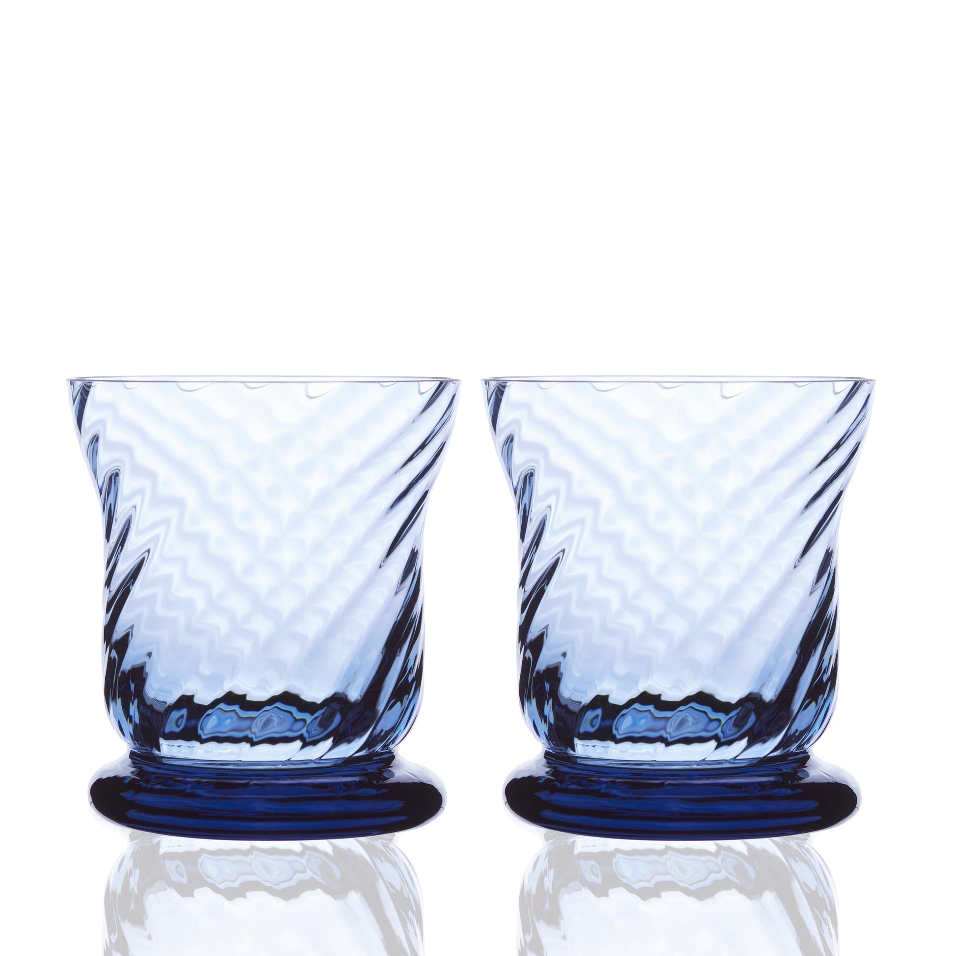 two blue glass votive candle holders