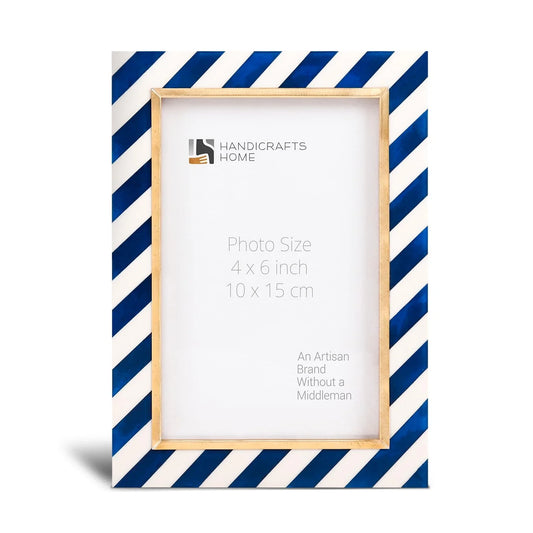 Halo Gondola Blue White Resin & Brass Inlay Picture Frames