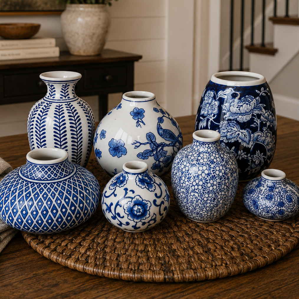Samira Blue & White Chinoiserie Vases