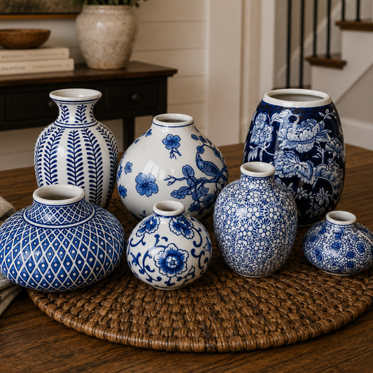 Samira Blue & White Chinoiserie Vases