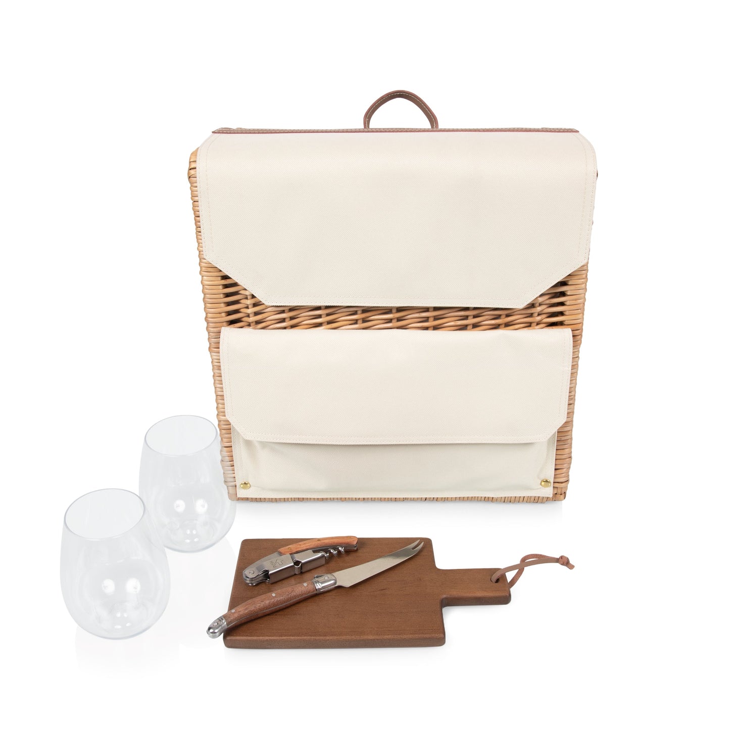 Corsica Grande 3-Bottle Wine & Cheese Basket Backpack - Coastal Picnic Tote, Beach House Entertaining Gift