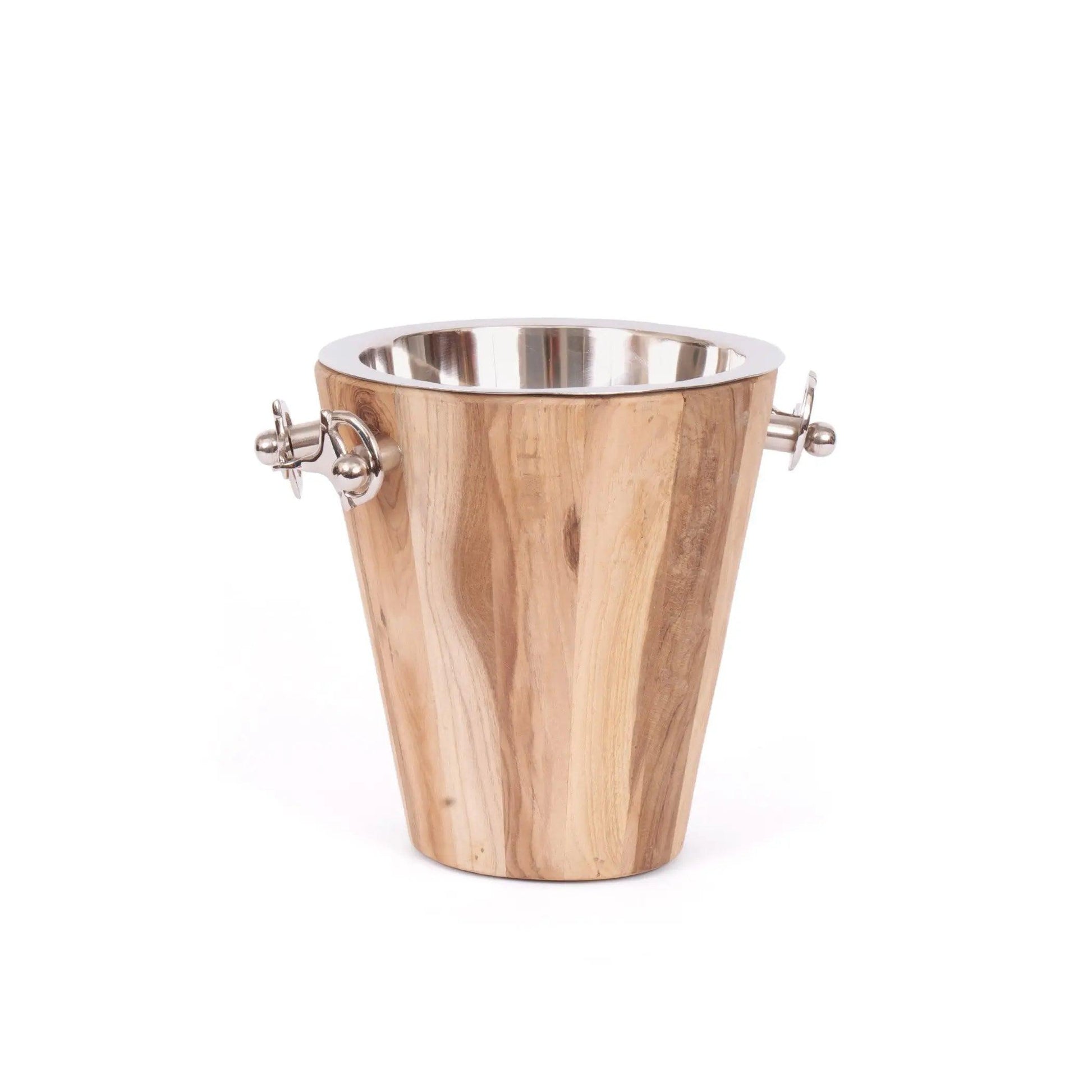 wood and metal ice bucket