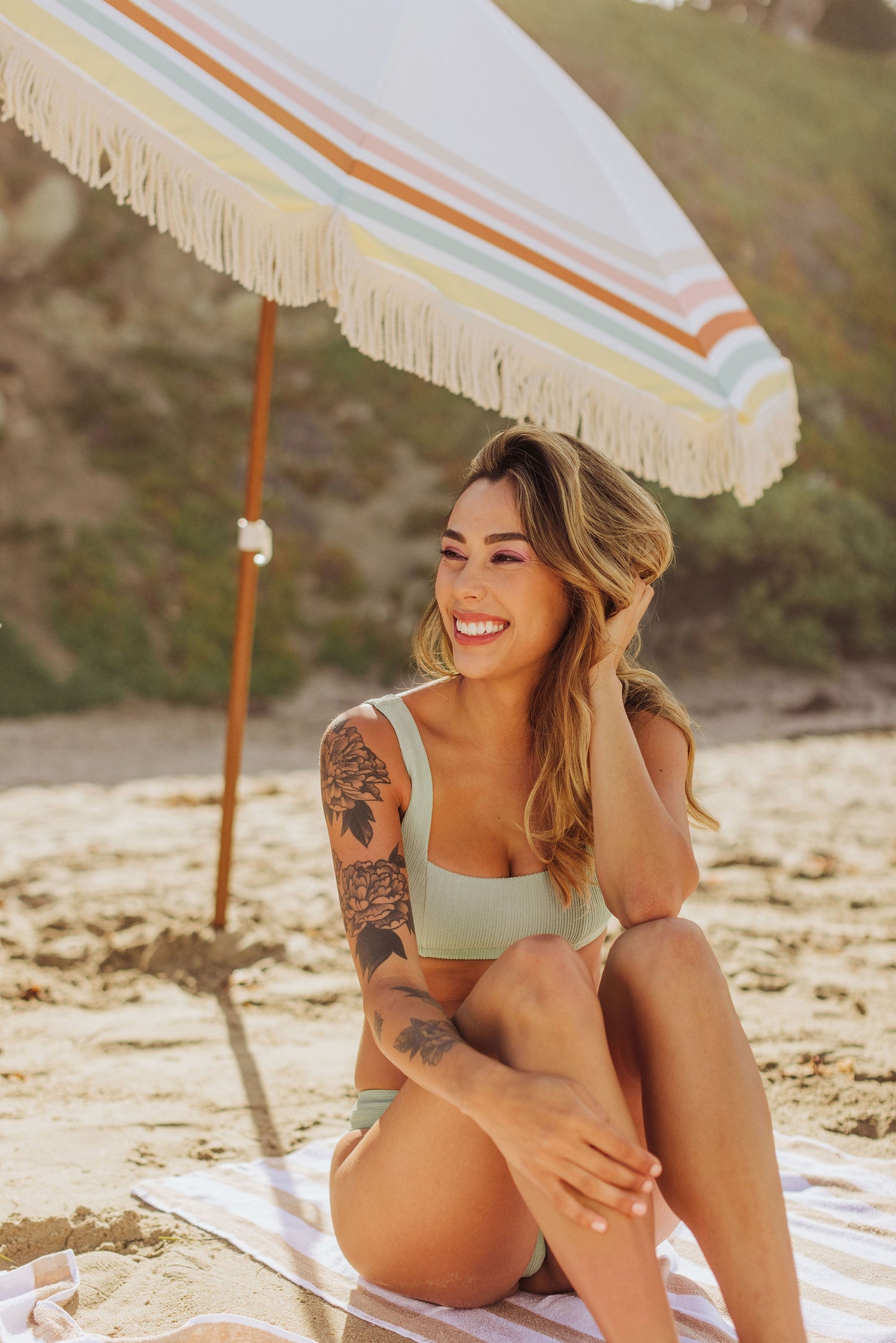 Summerland 6.5 ft. Portable Beach Umbrella - Coastal UV 50+ Sun Shade, Beach House Outdoor Entertaining