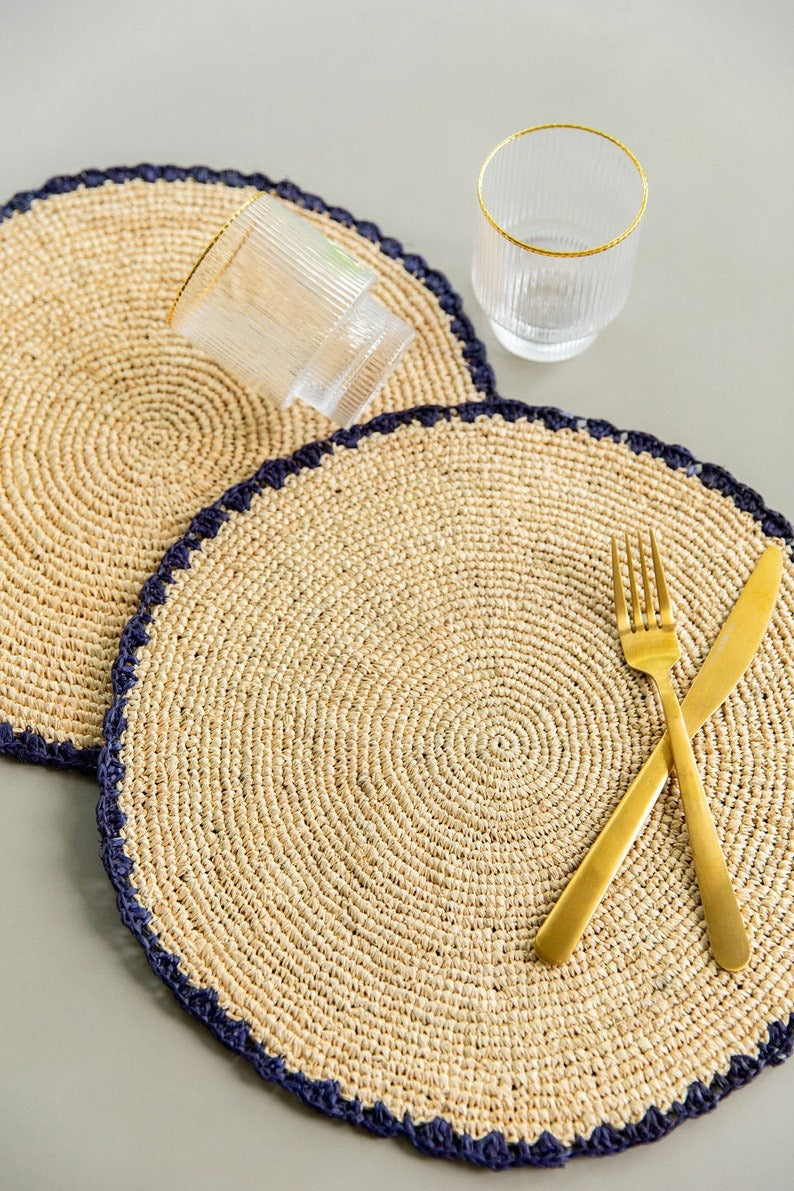 Handwoven Aura Blue Edge Placemat