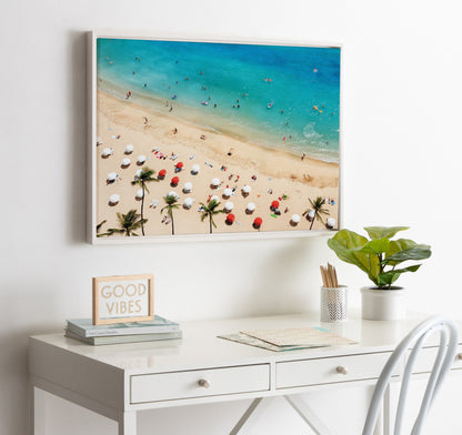 Sylvie Tropical Beach Framed Canvas by Simon Te